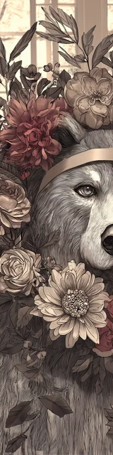 Free bear bookmarks for adults featuring a floral bear bookmark